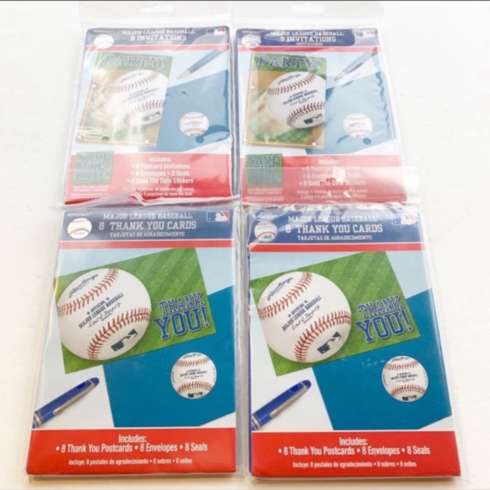 Major League Baseball Birthday Party Invites & Thank You New‎ NWT